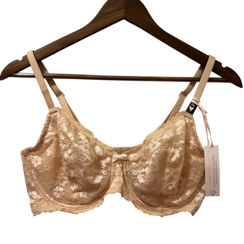 Cream & Tan Lightweight Women's Body by Victoria Underwire Lace No Padding Bra